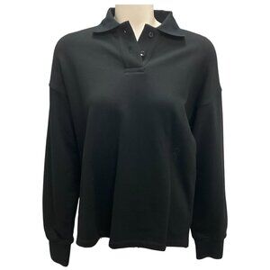 Proenza Schouler Black Cotton Terry Jersey Brooks Polo